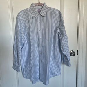 Brooks Brothers classic non iron light blue stripe dress shirt 16.5 - 32